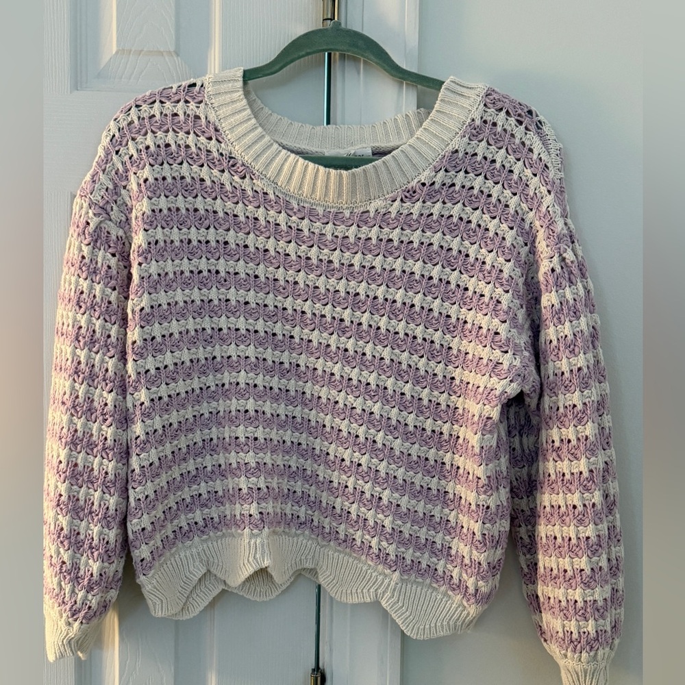 Blu Pepper Lavender and Cream Sweater